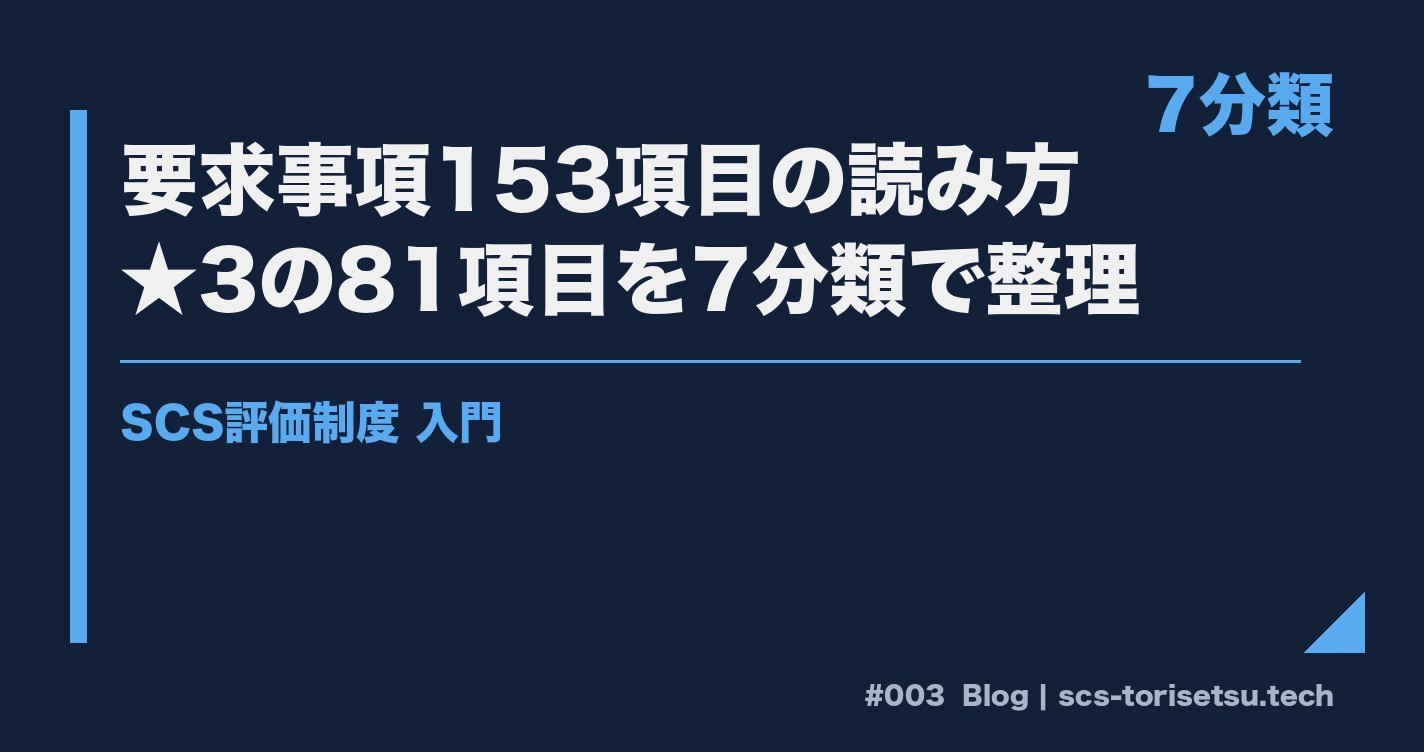 SCS要求事項153項目の読み方｜★3の81項目を7分類で整理
